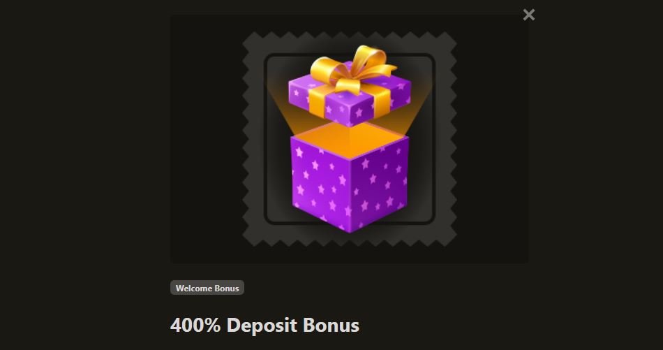 Claim generous 400% welcome deposit bonus for new players